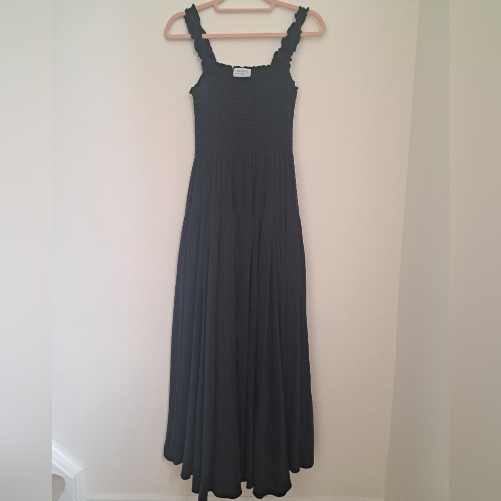 La Ligne Black Sleeveless Square Neck Sundress
